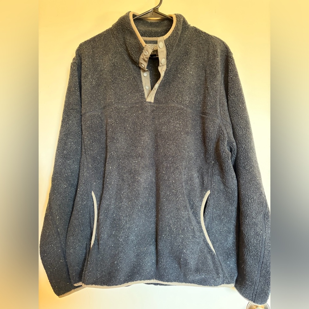 Men's - J. Crew Nordic Polartec 1/4 Zip Fleece Pullover Black Grey - Large